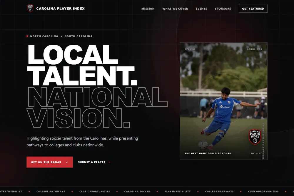 Carolina Player Index website preview